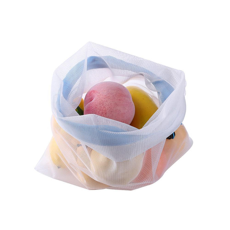 12pcs Outdoor Shopper Reusable Fruit Vegetable Drawstring Closure Stuff Mes