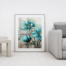 Blue Flowers Paint By Numbers Kit DIY Art Frameless Picture On Canvas (A)