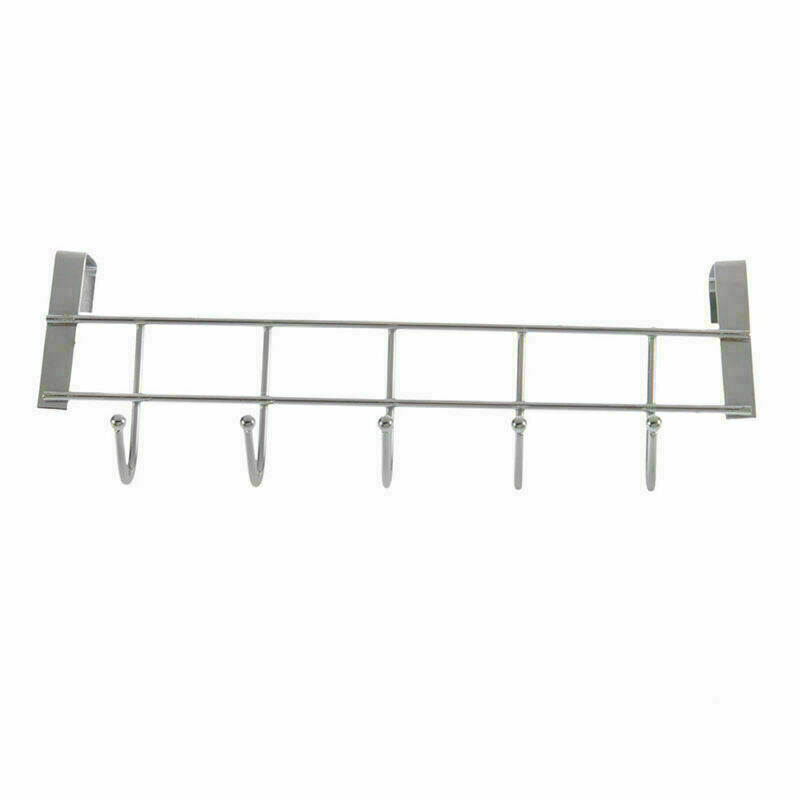 5 Hooks Over Door Home Bathroom Kitchen Coat Towel L6X3 Hanger Shelf R3A8 K3K5