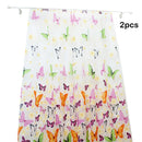 2pcs Colorful Butterlfly Printing Burnt-out Curtain Sheer Organdy Panel