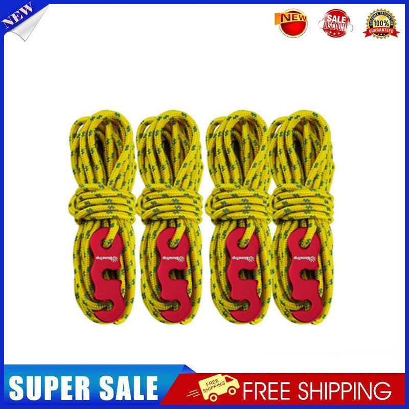 4pcs Tent Wind Rope Buckle Reflective Outdoor Camping Cord Lanyard (Yellow)