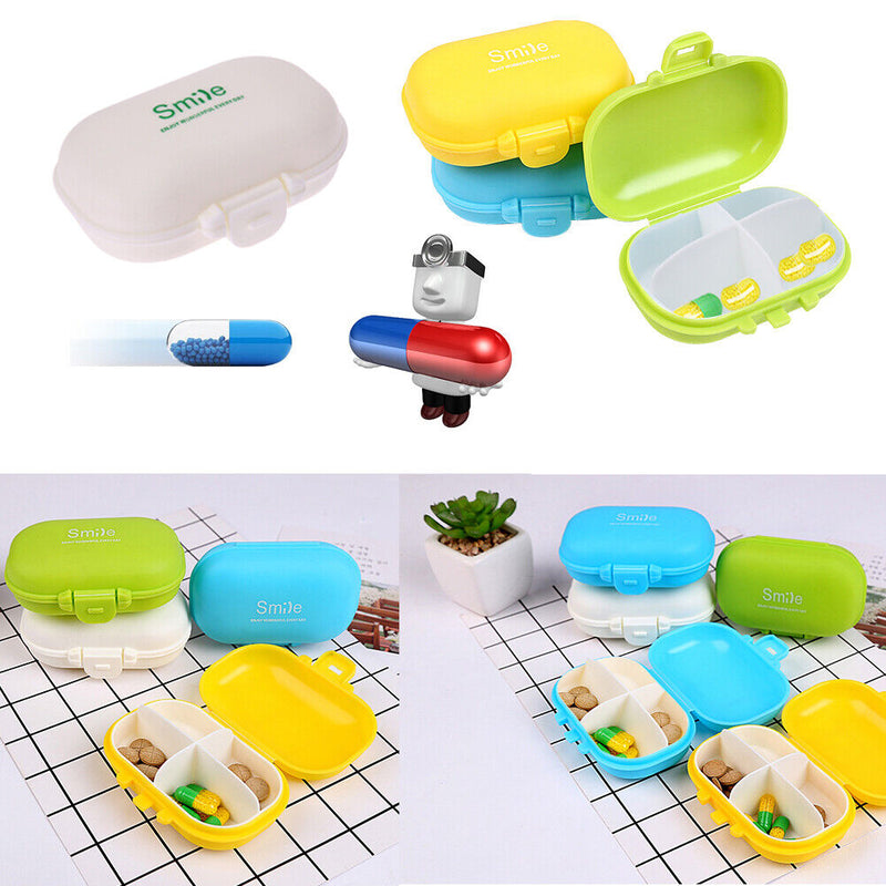 4 Grids Travel Portable Pill Box Jewelry Storage Holder Container(Blue)