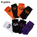 Unisex Funny Socks Autumn And Winter Women Pumpkin Halloween Stockings 8 Pairs,