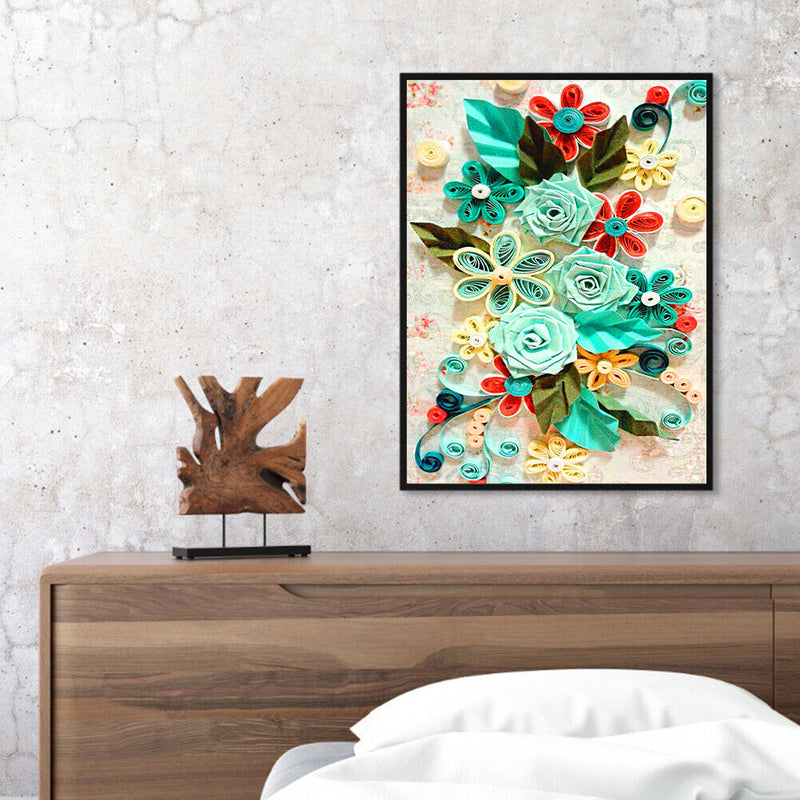 Oil Paint By Numbers Paper Flower Frameless Picture Craft Kit for Living Room