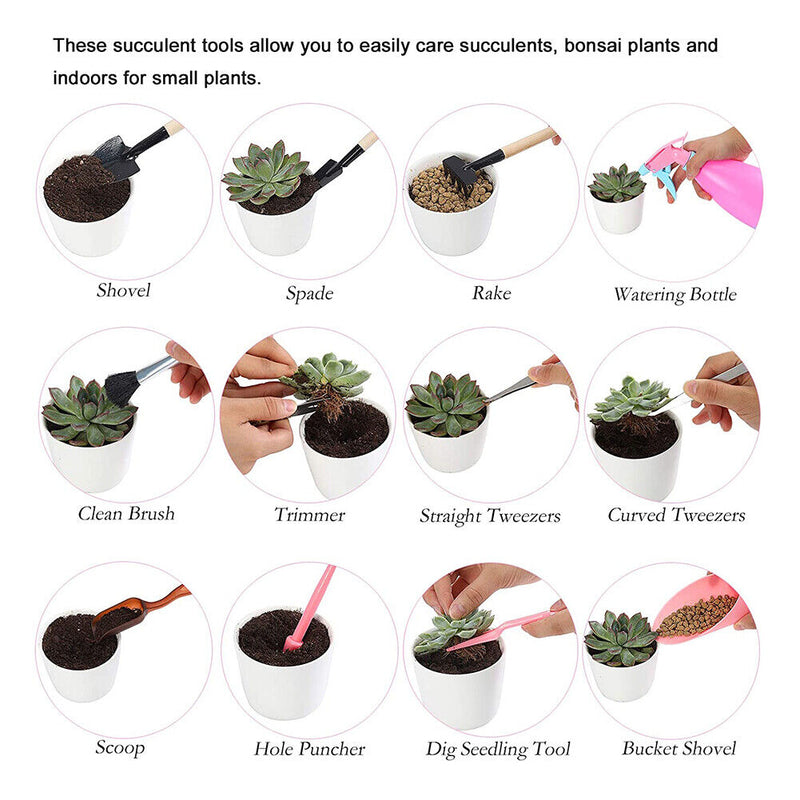 Garden Planter Kit Succulent Planting DIY Tool Seedling Tool (16pcs Pink) Newly