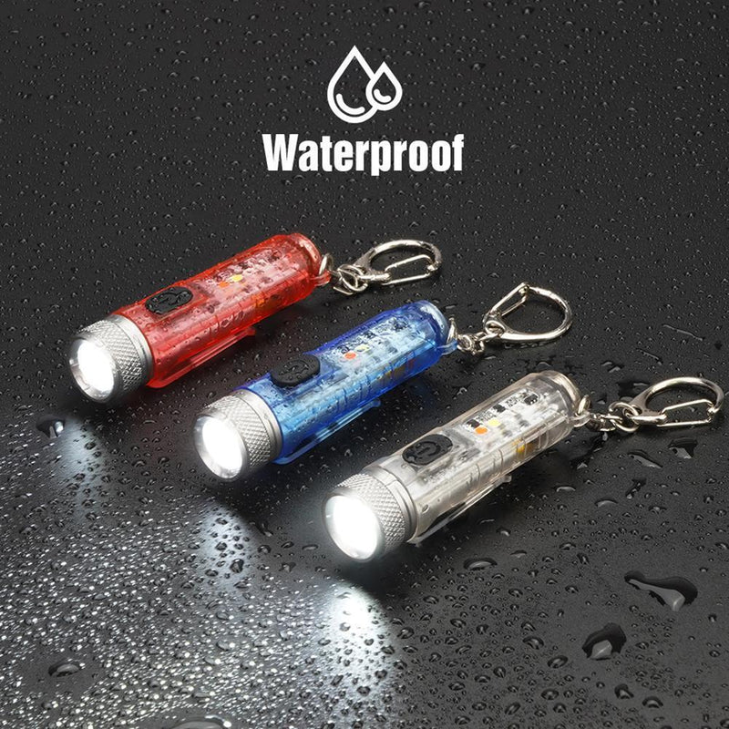Mini Keychain Torch w/ USB Rechargeable Emergency Flashlight Buckle (Blue)