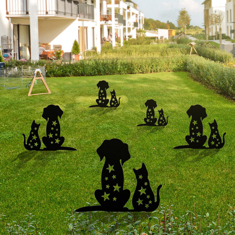 Simulation Hollow Black Cat Dogs Silhouette Courtyards Insert Card Art Ornament