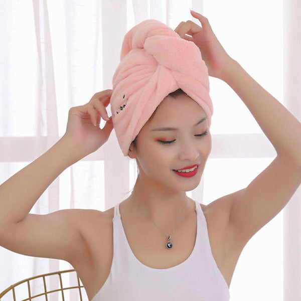 Hair Turban | Microfibre Head Wrap | Quick Dry Drying Bath Shower Hat Cap Pink~