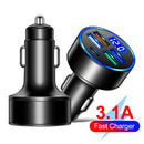 5 Ports 15.5W USB Type-C Phone Car Charger Voltmeter Auto Charging Adapter