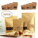 Favors Stand Up Candy Wrapping Bag Gift Package Clear PVC Window Kraft Paper