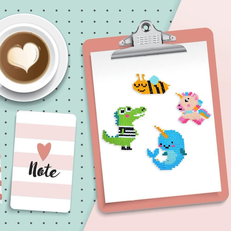DIY Full Drill Round Cartoon Animal Diamond Painting Xmas Children Stickers