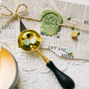 Wood Handle Sealing Wax Spoon Wax Bead Tablet Melting Spoons Craft (Black) Newly