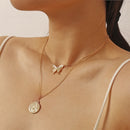 Butterfly Slices Pendant Necklace Women European Multi-layer Choker Jewelry Gift