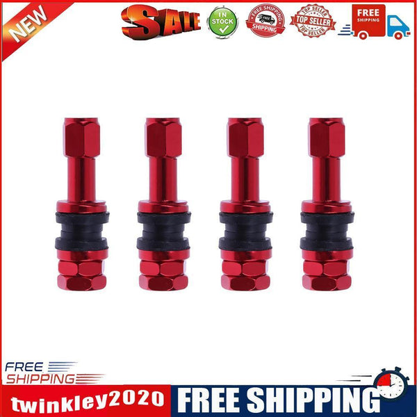 4pcs Car Stainless Steel Clamp-in Tubeless Tyre Tire Wheel Valves (Red)