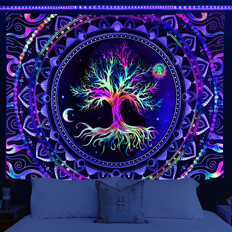 #A Tree Fluorescent Tapestry Wall Hanging Carpet Luminous Background Glow Clot