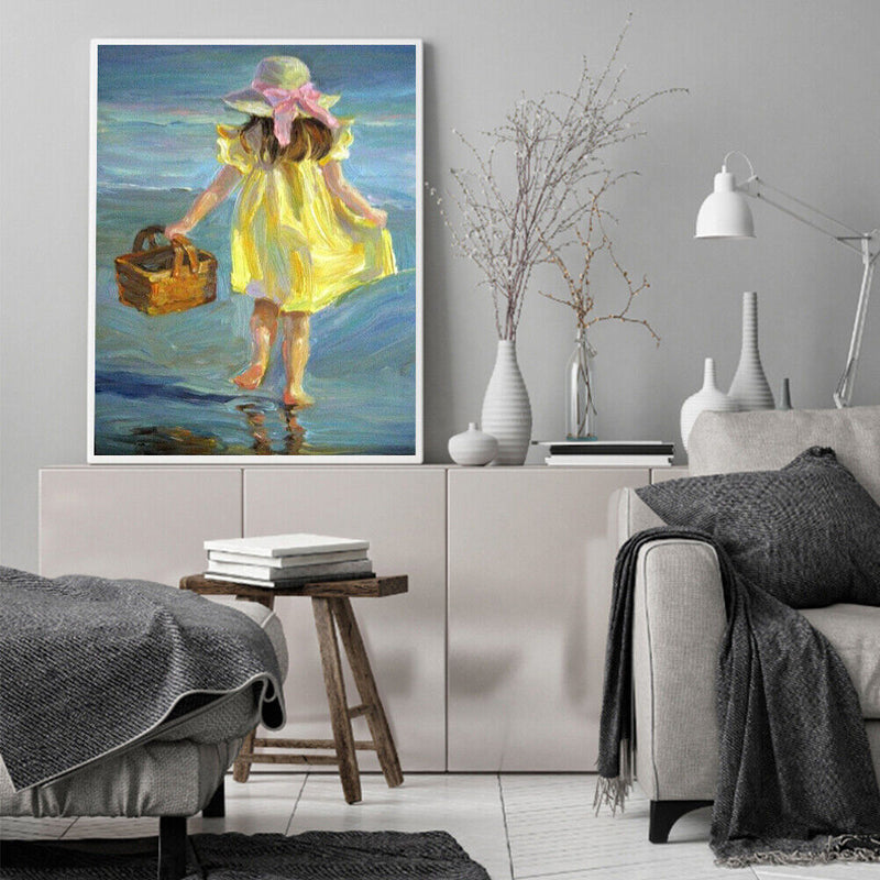 DIY Paint By Number Kit Girl Sea No Frame for Home Hanging Art Decoration