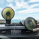 F404 USB Car Fan Dual Head Powerful 3-Speed Dashboard Fan for Truck Vehicle