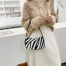 Plush Soft Women Shoulder Bag Female Animal Cow Zebra Pattern Underarm Handbags