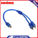 1pc 30cm 2 RCA Male, 1 Female Copper Aluminum RCA Cable for Car Audio v