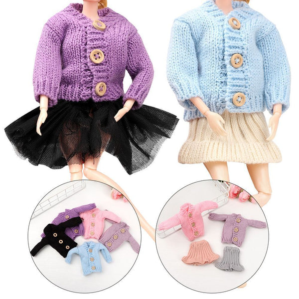 DIY Handmade Mini Knitted Sweater Dressing Clothes Tops Casual Dress Fur Coat