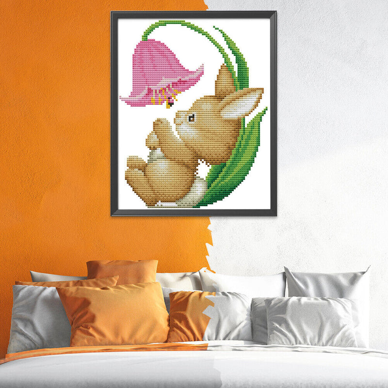 14CT Rabbit DIY Counted Cross Stitch Kit Eco-friendly Thread Needlework