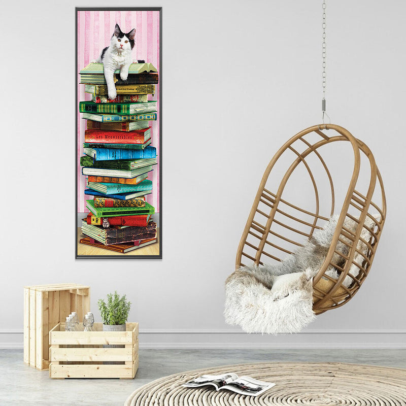 5D DIY Diamond Painting Kits Full Round Drill Cat on Books Mosaic Picture Crafts