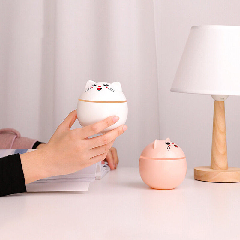300ml Mini Air Humidifier Cute Cat Air Purifier Home Mist Maker with Night Light