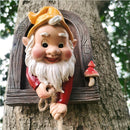 Art Gnome Garden Statue Dwarf Sculpture Climbing Gnomes Tree Decor Cute