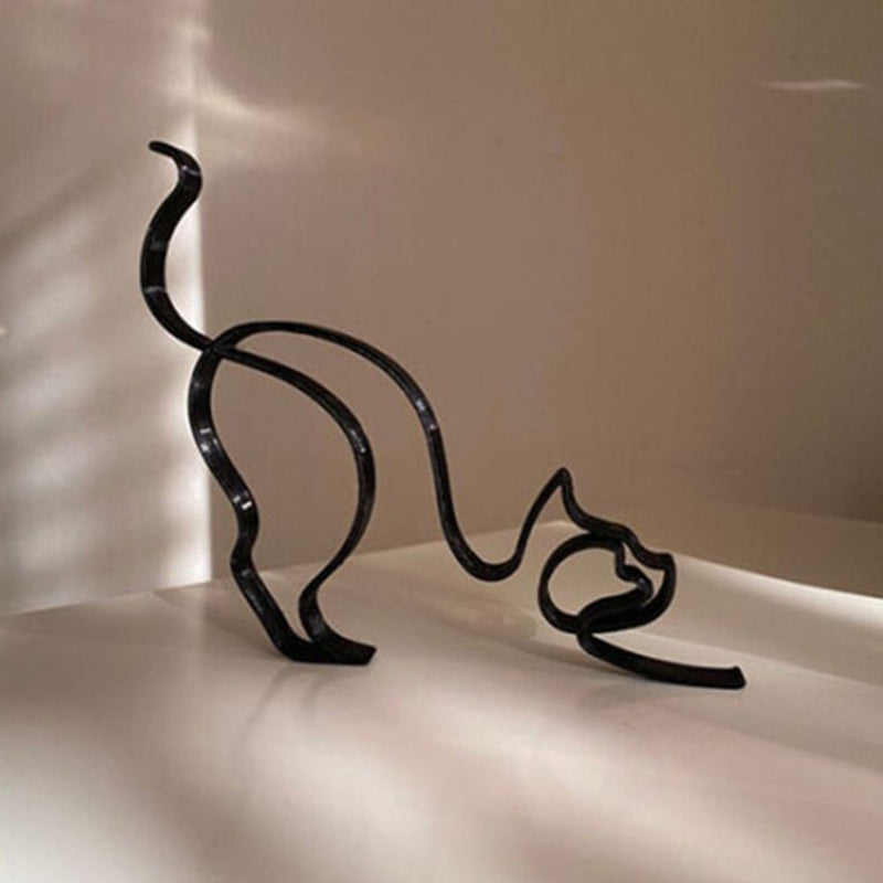 Art Cat Decoration Cat Sculpture Art Sculpture Abstract Line Ornament