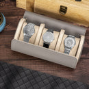 3 Slots Watch Roll Travel Case Portable Leather Watch Display Box (Grey) Newly