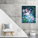 Hand Painted Lotus Girl Oil Paint By Numbers DIY Acrylic Painting on Canvas Kit
