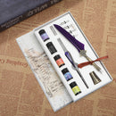 Starry Sky Fountain Dip Pen Set Gradient Color Feather Ink Pen (Purple) Newly