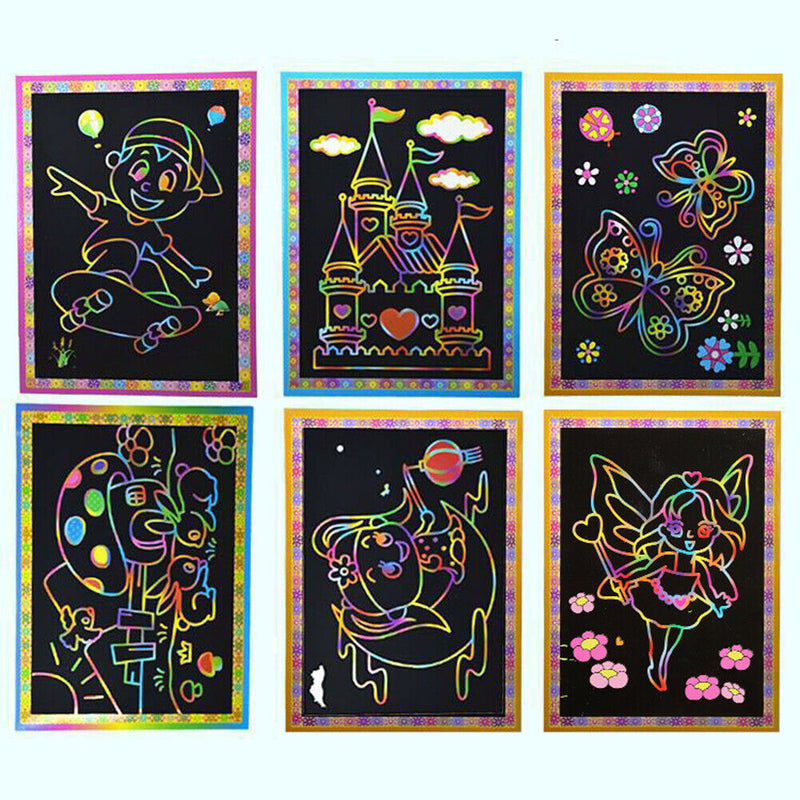 Kids Handmade Scratch Paper Colorful Drawing Scraping Painting Toys Random