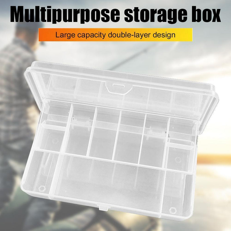11 Compartments Fishing Box Double Layer Lure Hook Storage Case (Clear)
