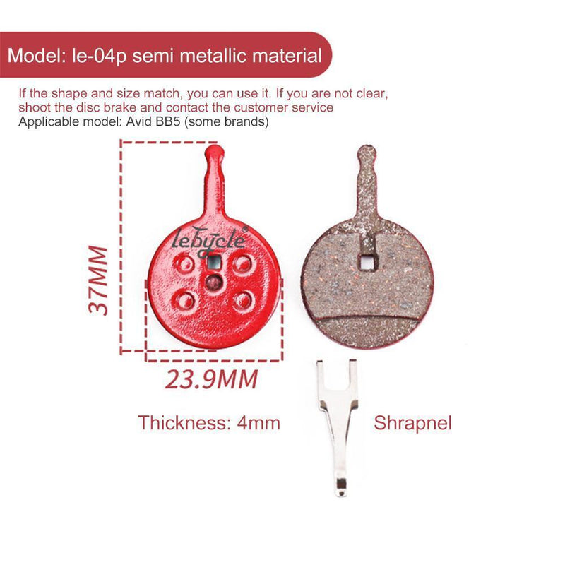 LEBYCLE 1 Set Semi-Metallic Bicycle Brake Pads Quiet Bike Disc Brake Pad