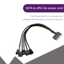 SATA Power Cable PC Cooling Fan Splitter Hub Converter (SATA to 5x4Pin)