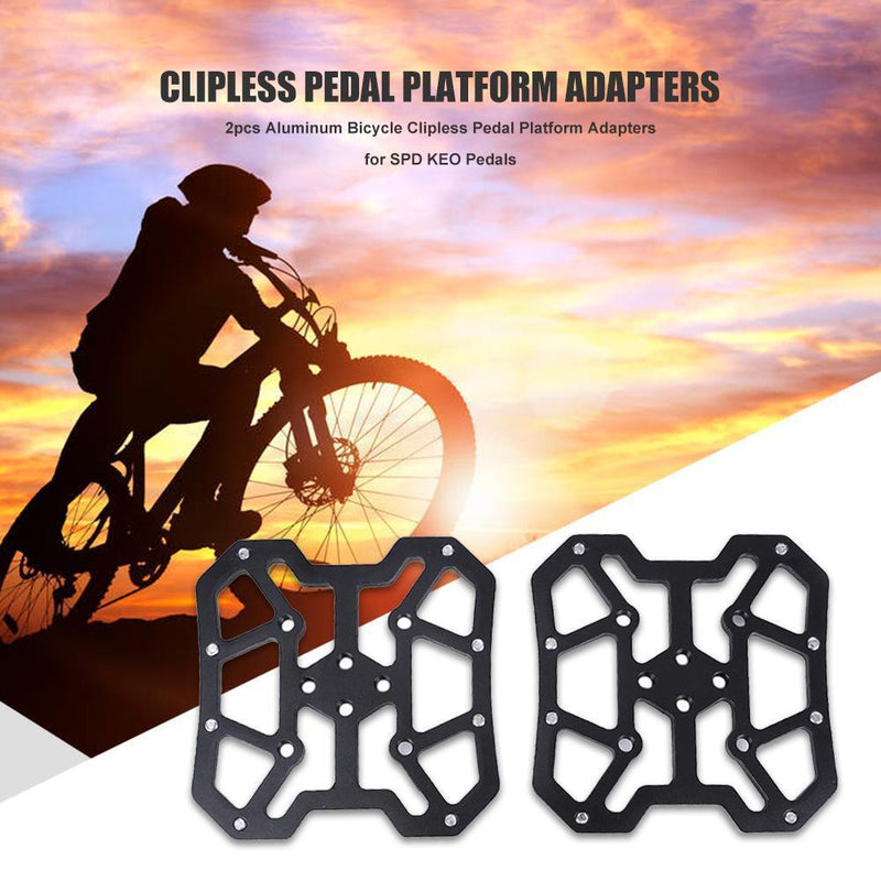 2pcs Aluminum Alloy SPD KEO Clipless Pedal Platform Adapters for MTB Road B