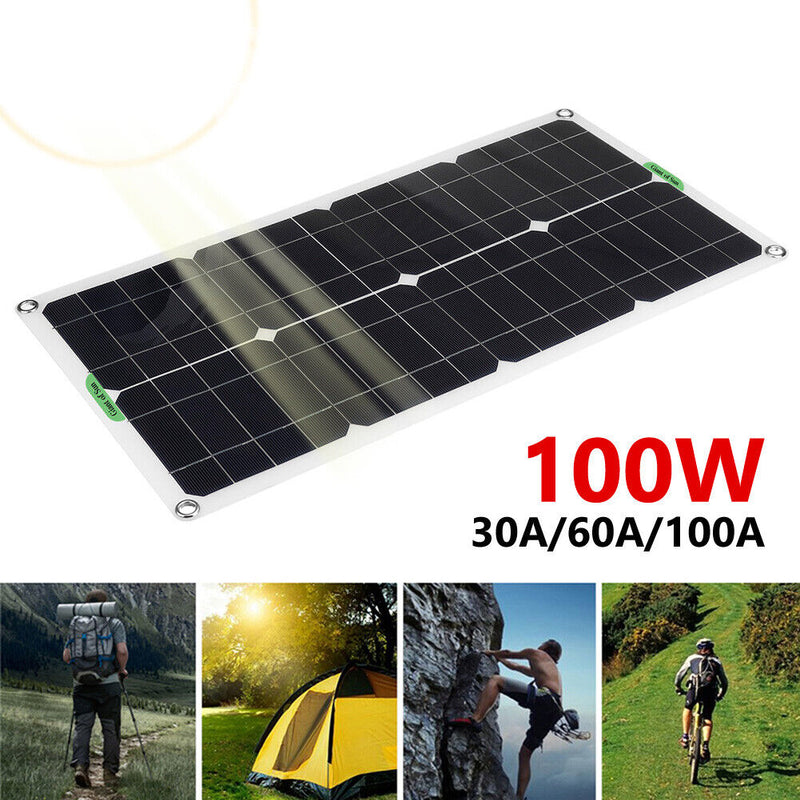 #A 100W Solar Panel Kits 12V/24V with 30A/60A/100A Controller for Car Yacht RV B