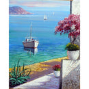 Paint By Numbers DIY Beach Boat Painted on Canvas Oil Art Craft Home Wall Decor