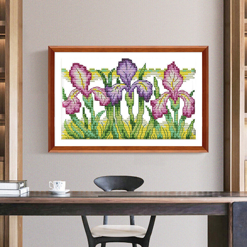 Partial Embroidery 14CT Cross Stitch Beautiful Iris Needlework Kit for DIY