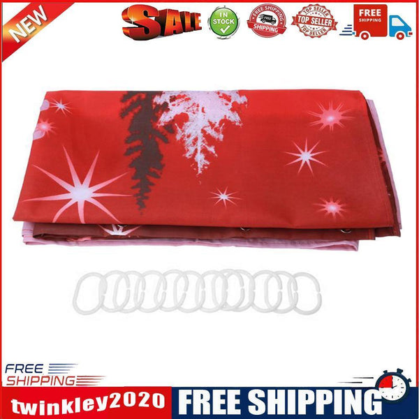 Christmas Tree Printing Shower Curtain Waterproof Polyester Bath Curtains