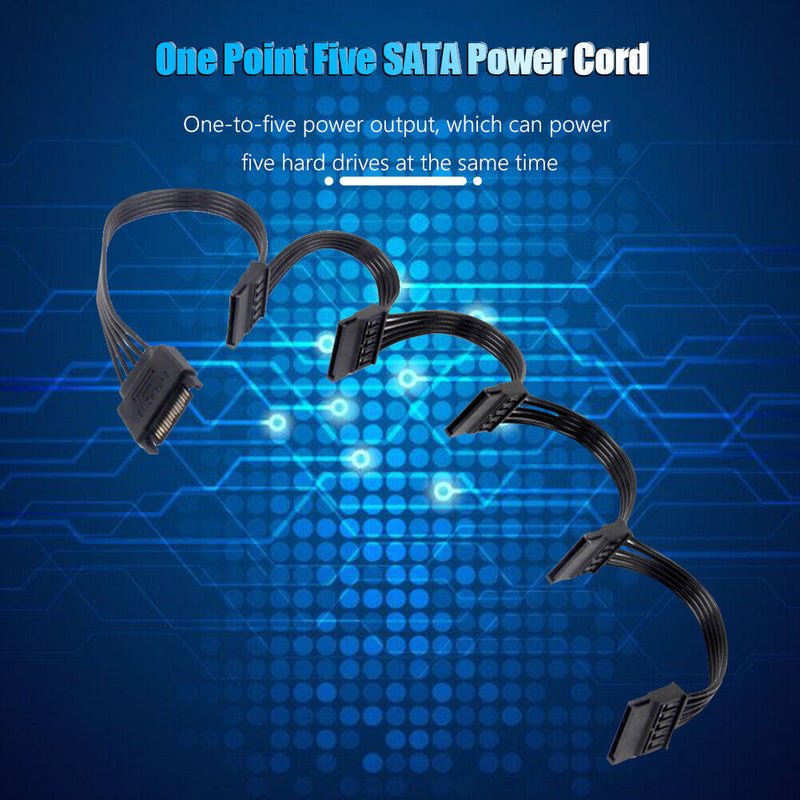 SATA 1to 5 SATA Hard Drive Power Supply Splitter Cable Cord 15 Pin SATA Power
