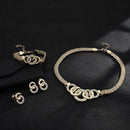 Alloy Diamond Jewelry Sets Stud Earring Ring Bracelet Necklace for Women