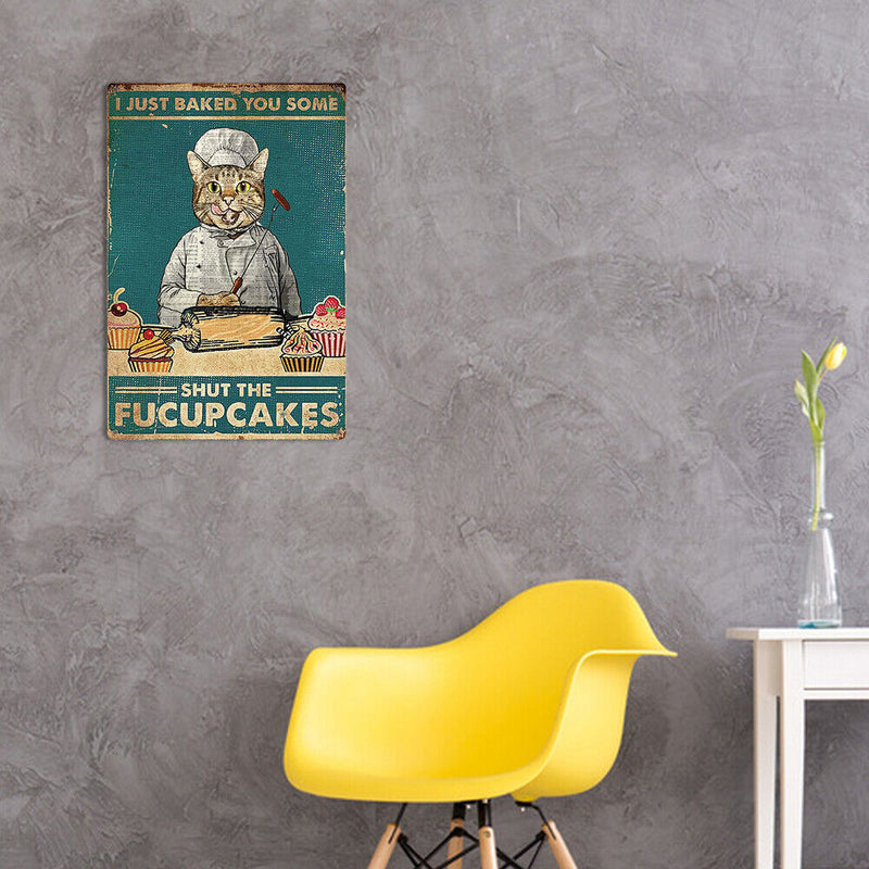 Retro Cat Metal Plate Poster Painting Bar Pub Decor Tin Plaques Wall Signs