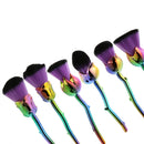 6pcs Rose Shape Makeup Brush Foundation Powder Blush Makeup Cosmetic Tool