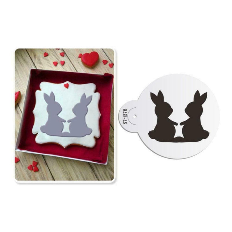 Easter Bunnies Cake Stencil For Cookies Cupcake Stencil Mold Decorating P9U0