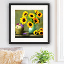 Diamond Embroidery Sunflower Vase Round DIY Diamond Painting Cross Stitch