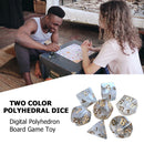 7pcs/Lot Multifaceted Digital Dice Set Transparent Polyhedral Dices (White)