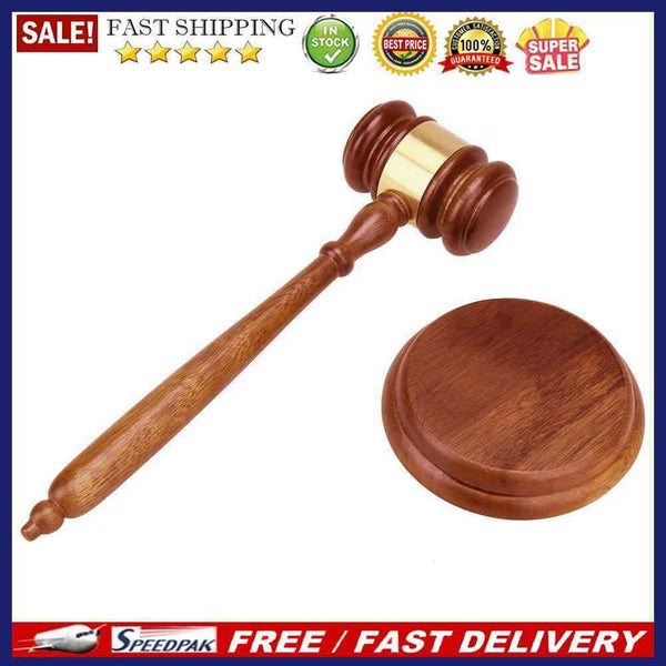 2pcs Wooden Handmade Craft Lawyer Judge Auction Hammer Gavel Court Decor