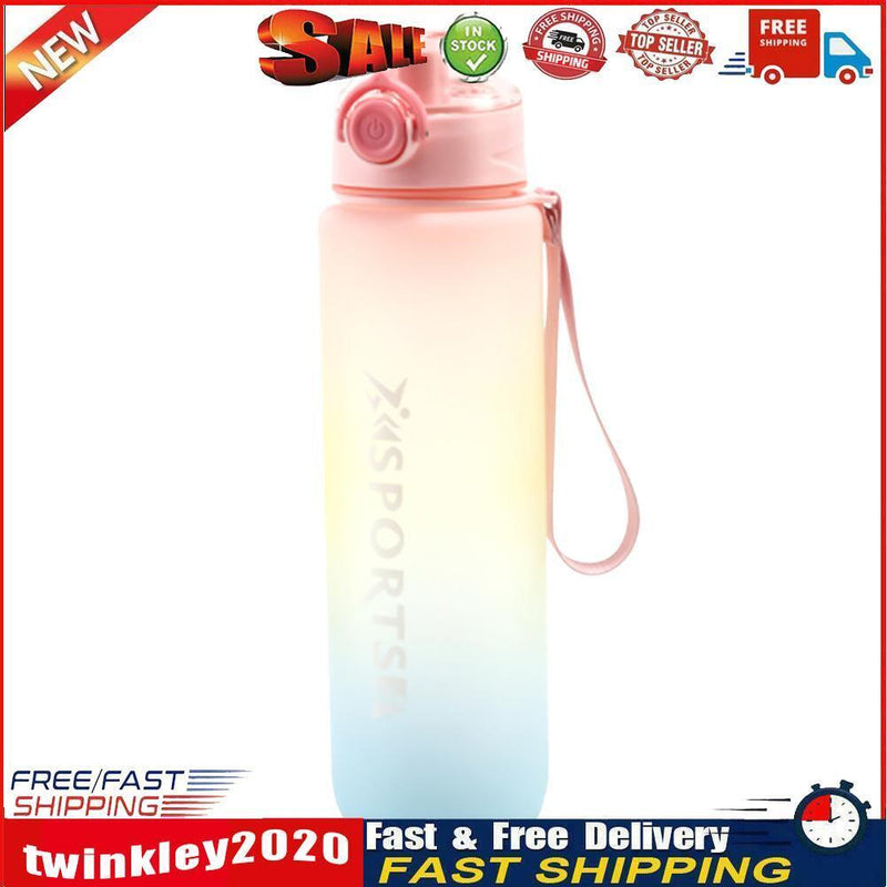 1000ML Plastic Water Bottle with Handle One-button Lock Space Cup (Pink) Newly